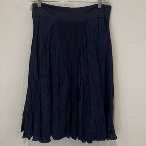 Coldwater Creek Navy Blue Floral Swing Sz Petite L 14-16 Whimsigoth Peasant